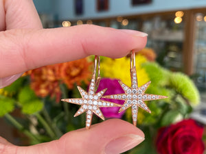 Starburst Rose Gold and Diamond Earrings