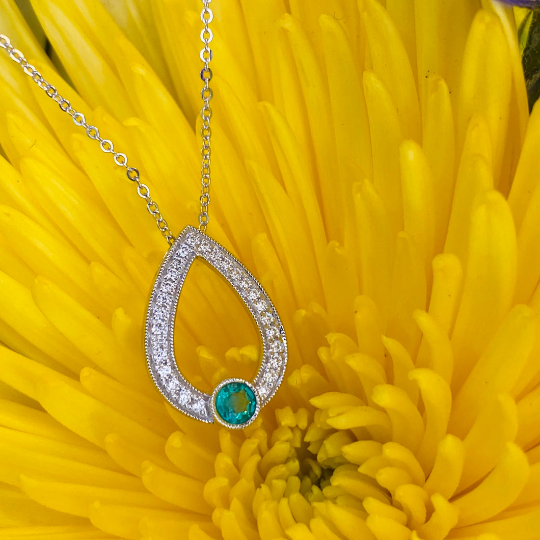 Emerald and Diamond Pear Shaped Necklace