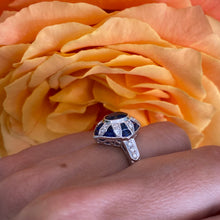 Load image into Gallery viewer, Sapphire &amp; Diamond Vintage Inspired Ring
