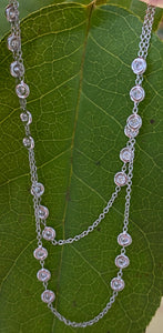 Three Stone 18K White Gold Diamonds By The Yard Necklace