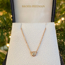 Load image into Gallery viewer, Classic Round Bezel Set Solitaire Diamond Necklace in Rose Gold
