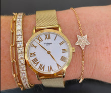 Load image into Gallery viewer, White Dial Gold Mesh Bracelet Watch
