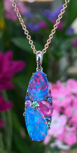 Opal Sapphire & Garnet Necklace