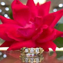 Load image into Gallery viewer, Platinum &amp; 18K Yellow Gold Three Stone Diamond Ring
