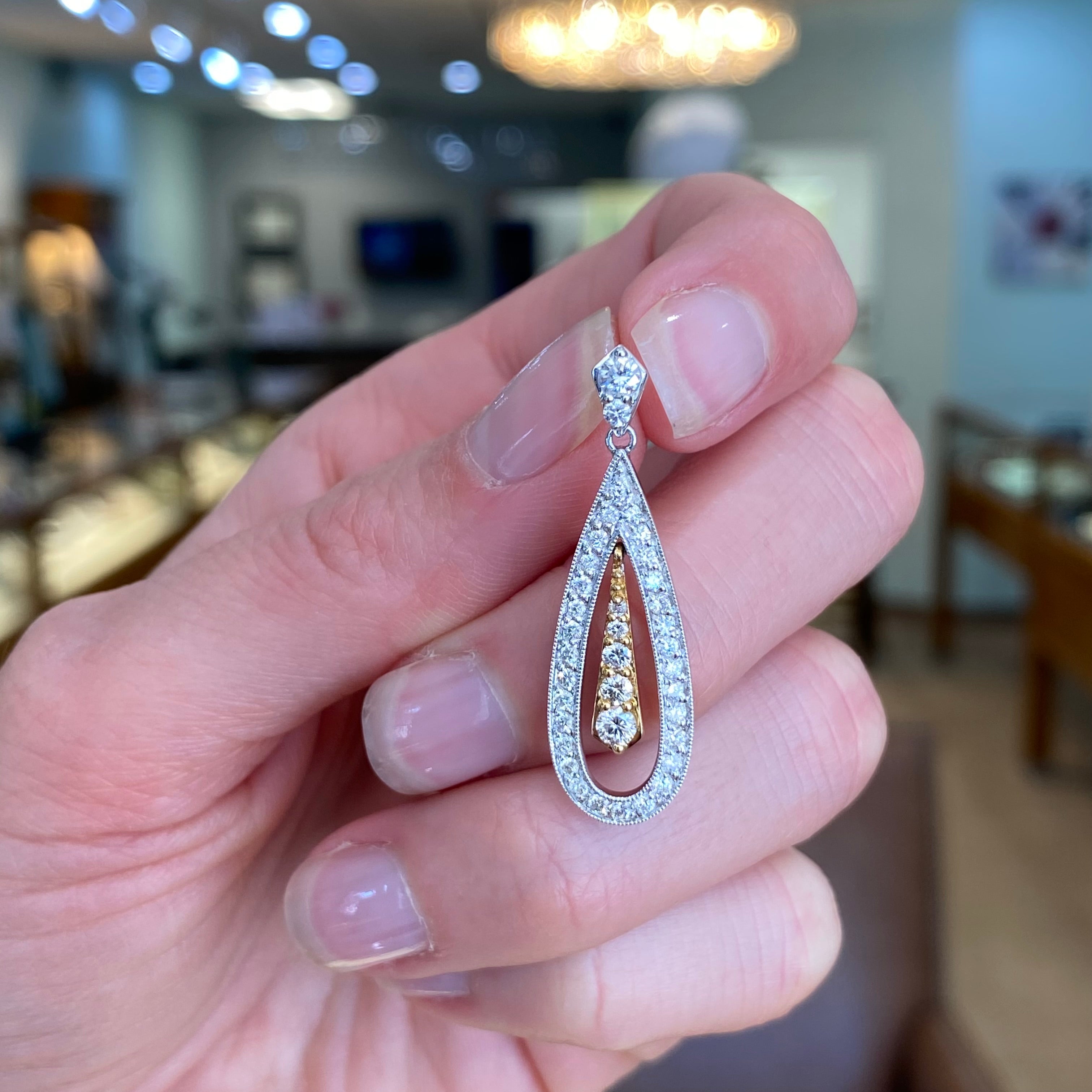 Amazing Two-Tone Diamond Drop Earrings