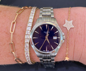 Midnight Blue Dial Silver Toned Bracelet Watch