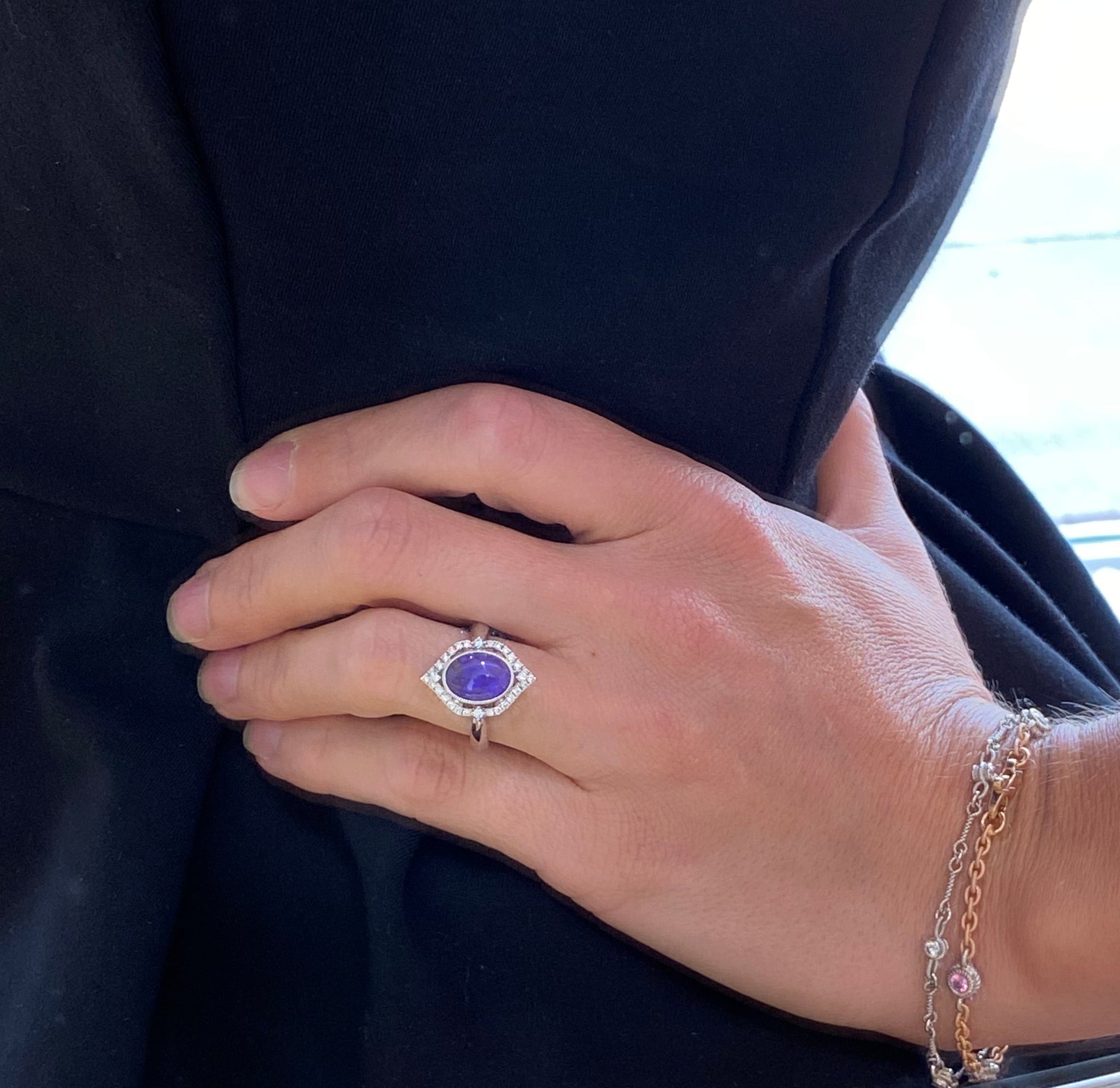 Purple Opal Vintage Inspired Halo Ring