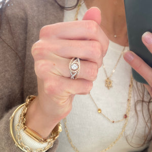 Rose & White Gold Diamond Swirl Engagement Ring