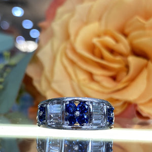 Sapphire & Diamond Band Style Ring