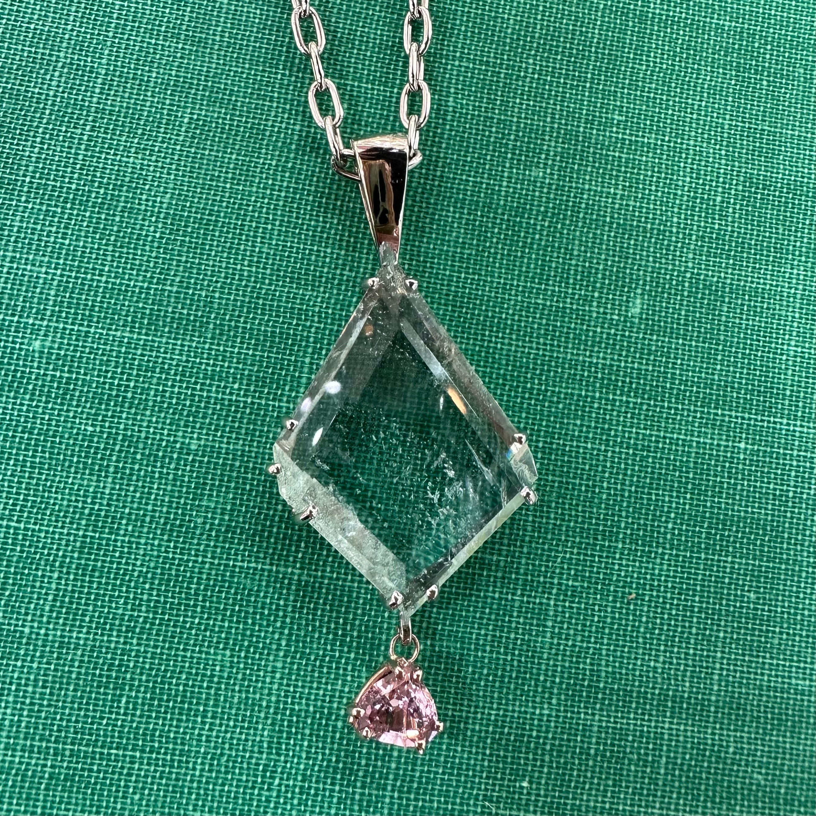 Aquamarine & Pink Sapphire Necklace