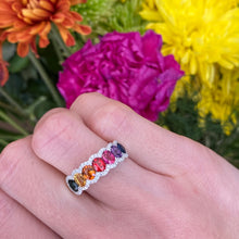 Load image into Gallery viewer, Rainbow Sapphire 14K White Gold Ring
