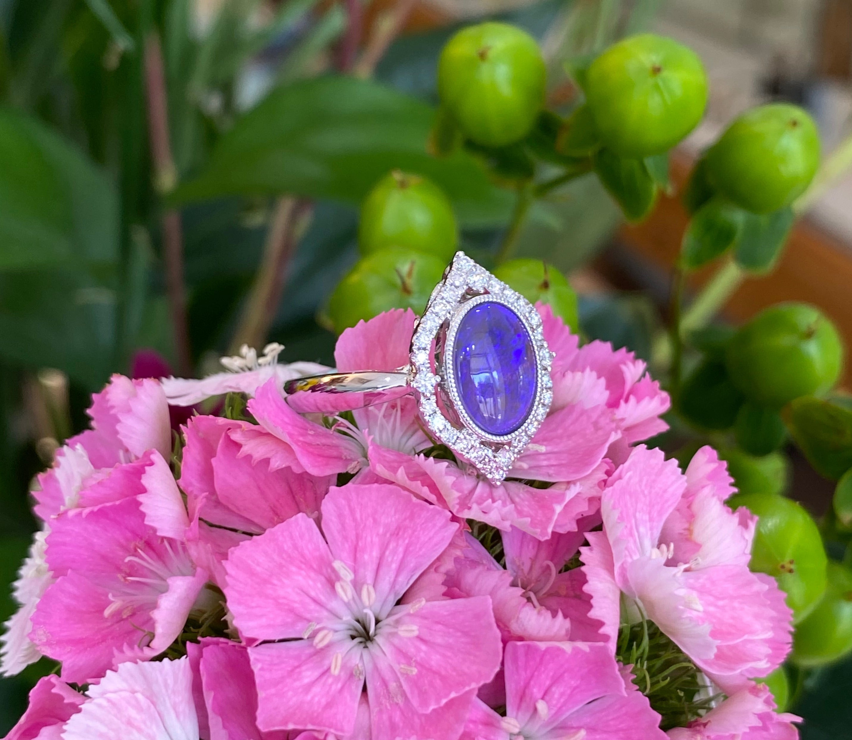 Purple Opal Vintage Inspired Halo Ring