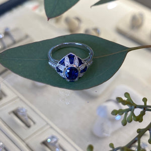 Sapphire & Diamond Vintage Inspired Ring