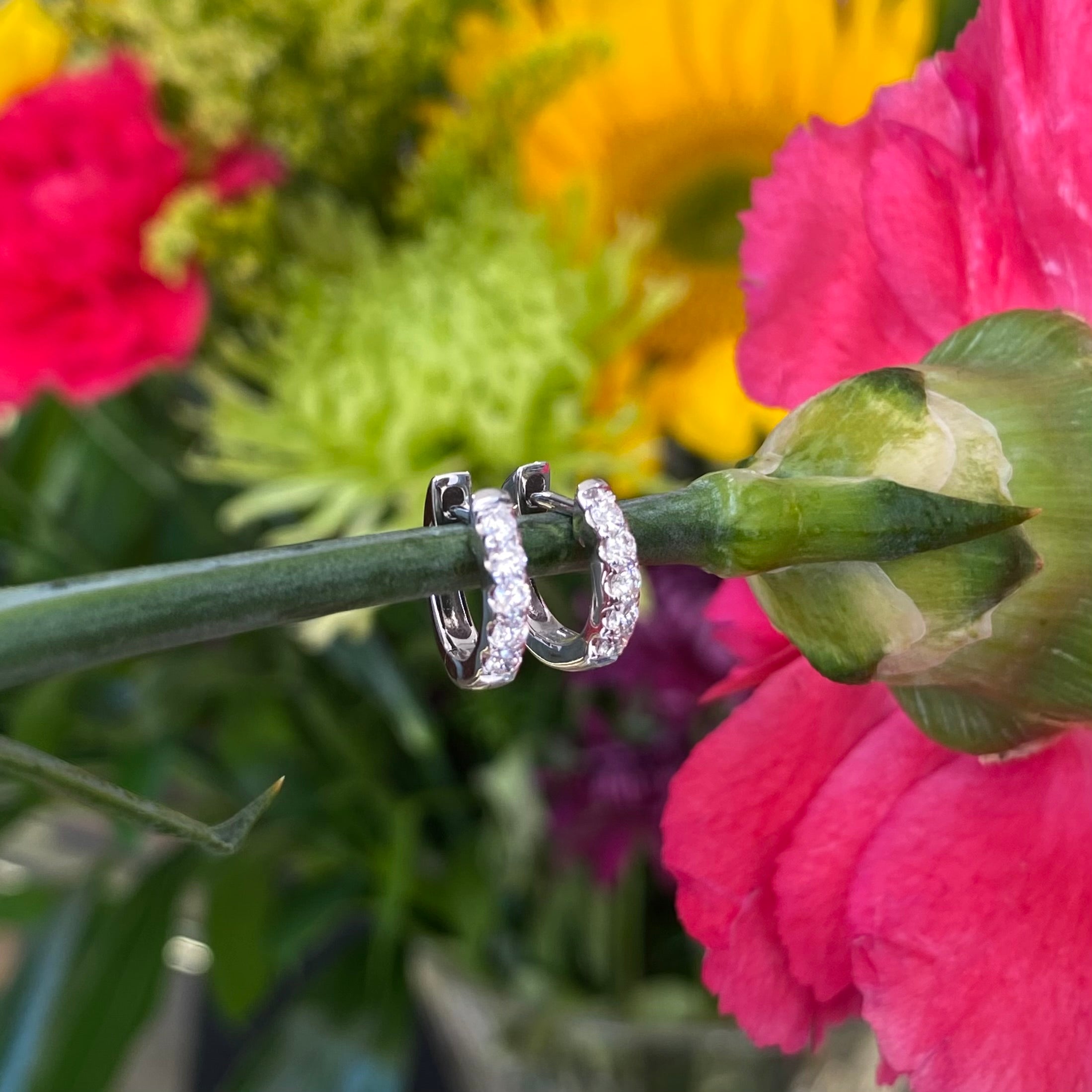 Small Diamond Huggie Hoop Earrings