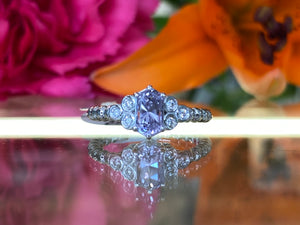 Lavender Sapphire and Round Diamond Ring