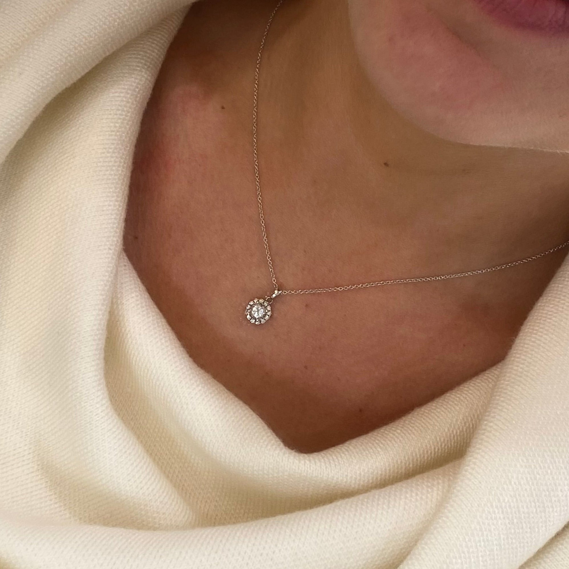 Diamond Halo Pendant Necklace