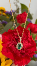 Load image into Gallery viewer, Emerald and Diamond Halo Necklace
