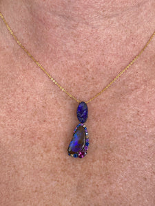 Opal Sapphire & Diamond Necklace