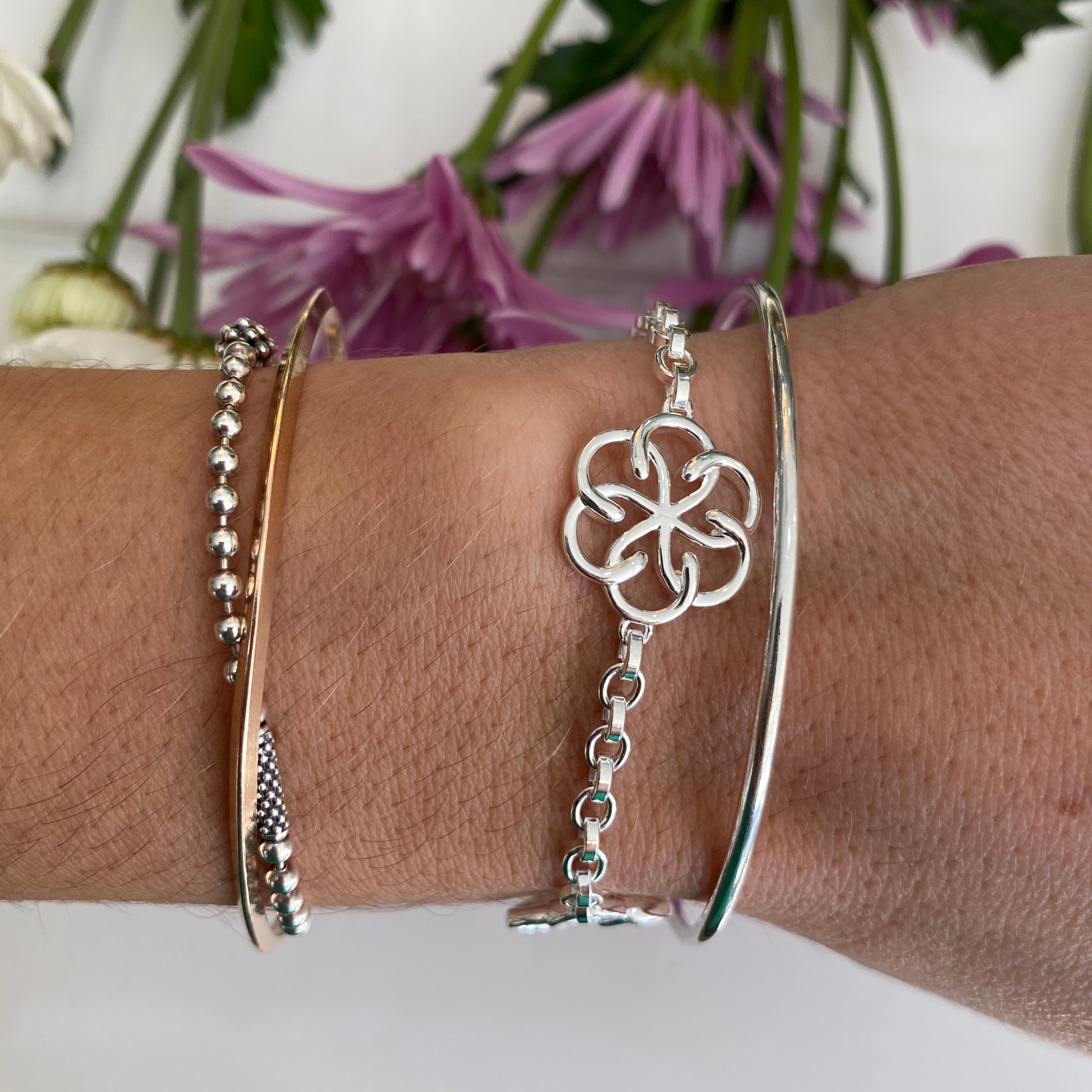 Sterling Silver Triple Celtic Knot Link Bracelet