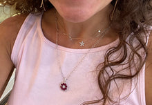 Load image into Gallery viewer, Ruby and Diamond 18K White Gold Flower Pendant Necklace
